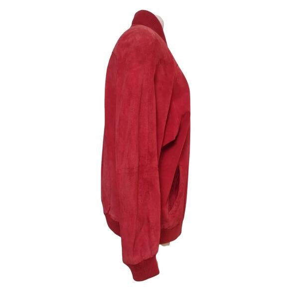 LUIS ALVEAR Vintage Red Suede Coat Size M Leather Bomber Jacket Oversized Unisex - Picture 6 of 15